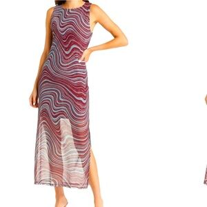 & Other Stories Maroon mesh marble maxi y2k style dress M